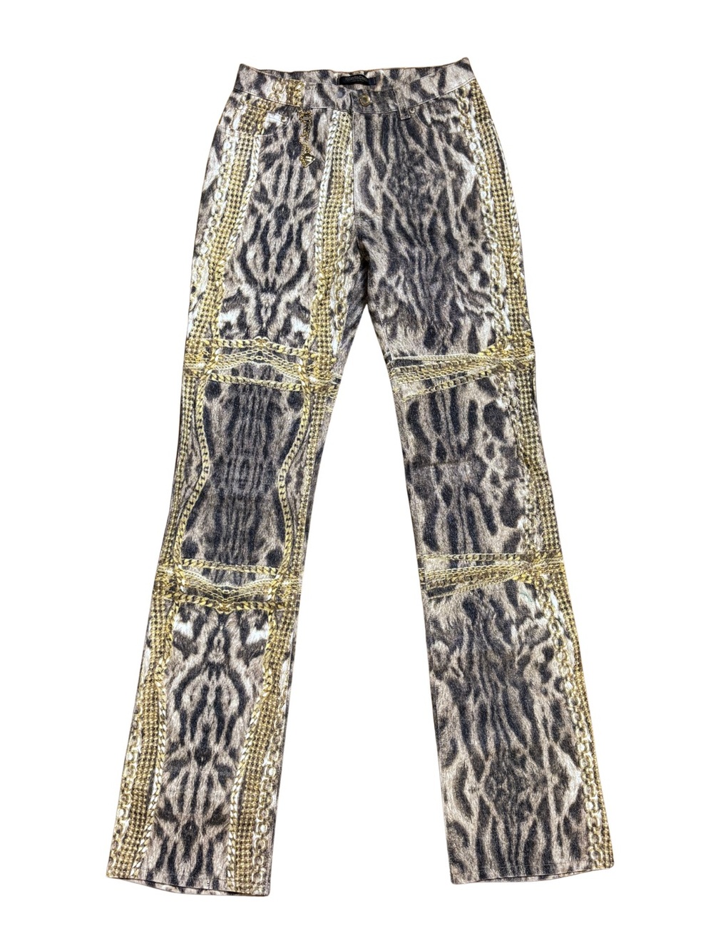 Roberto Cavalli FW2003 Leopard Chain Print Jeans - Picture 1 of 5
